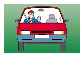 Driver hand signal: arm extended upward, palm forward, indicating going straight ahead